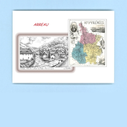 Cartes Postales impression Noir avec dpartement sur la ville de ARREAU Titre : confluent des nestes d aures d