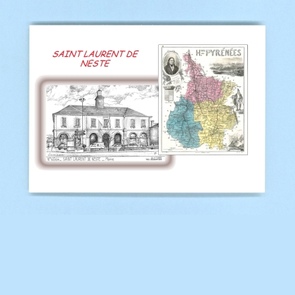 Cartes Postales impression Noir avec dpartement sur la ville de ST LAURENT DE NESTE Titre : mairie