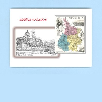 Cartes Postales impression Noir avec dpartement sur la ville de ARRENS MARSOUS Titre : vue