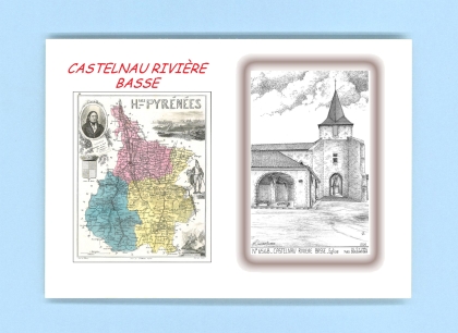 Cartes Postales impression Noir avec dpartement sur la ville de CASTELNAU RIVIERE BASSE Titre : eglise