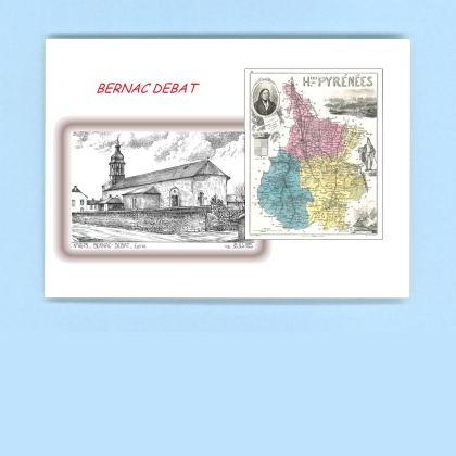 Cartes Postales impression Noir avec dpartement sur la ville de BERNAC DEBAT Titre : eglise