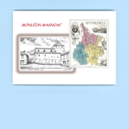 Cartes Postales impression Noir avec dpartement sur la ville de MONLEON MAGNOAC Titre : eglise