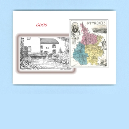 Cartes Postales impression Noir avec dpartement sur la ville de ODOS Titre : la m.j.c.