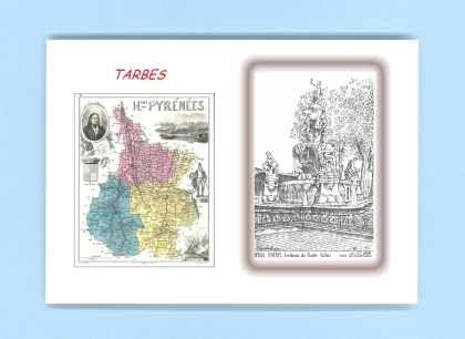 Cartes Postales impression Noir avec dpartement sur la ville de TARBES Titre : fontaines des quatre vallees
