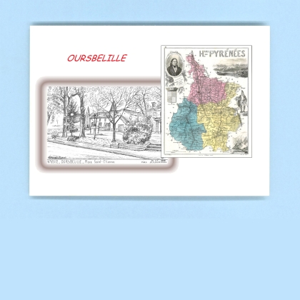 Cartes Postales impression Noir avec dpartement sur la ville de OURSBELILLE Titre : place st etienne