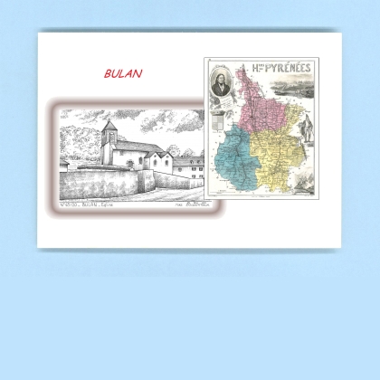 Cartes Postales impression Noir avec dpartement sur la ville de BULAN Titre : eglise