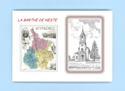 Cartes Postales impression Noir avec dpartement sur la ville de LA BARTHE DE NESTE Titre : eglise