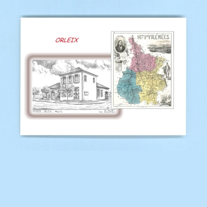 Cartes Postales impression Noir avec dpartement sur la ville de ORLEIX Titre : mairie