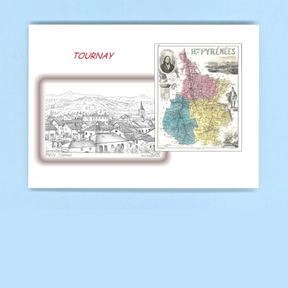 Cartes Postales impression Noir avec dpartement sur la ville de TOURNAY Titre : vue