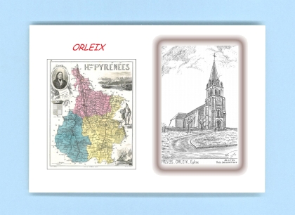 Cartes Postales impression Noir avec dpartement sur la ville de ORLEIX Titre : eglise