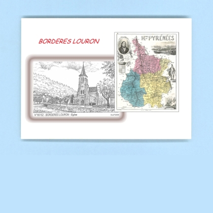 Cartes Postales impression Noir avec dpartement sur la ville de BORDERES LOURON Titre : eglise