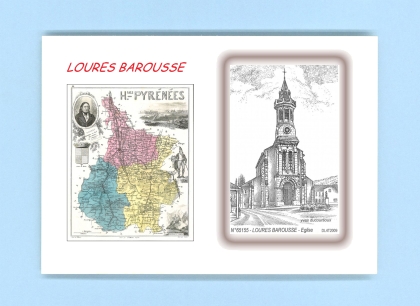 Cartes Postales impression Noir avec dpartement sur la ville de LOURES BAROUSSE Titre : eglise