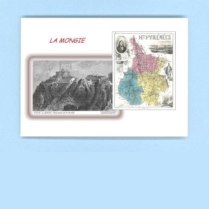 Cartes Postales impression Noir avec dpartement sur la ville de LA MONGIE Titre : observatoire du pic du midi