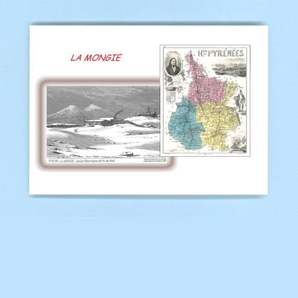Cartes Postales impression Noir avec dpartement sur la ville de LA MONGIE Titre : ancien observ. du pic du midi