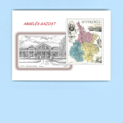 Cartes Postales impression Noir avec dpartement sur la ville de ARGELES GAZOST Titre : thermes