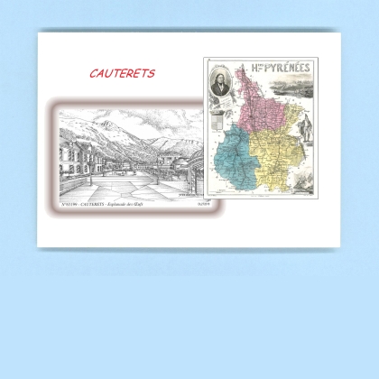 Cartes Postales impression Noir avec dpartement sur la ville de CAUTERETS Titre : esplanade des oeufs