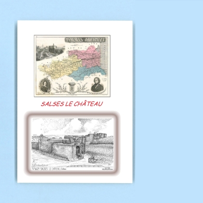 Cartes Postales impression Noir avec dpartement sur la ville de SALSES LE CHATEAU Titre : chateau