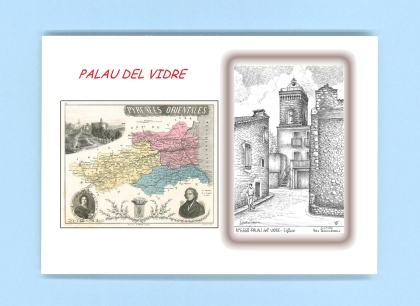 Cartes Postales impression Noir avec dpartement sur la ville de PALAU DEL VIDRE Titre : eglise