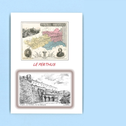 Cartes Postales impression Noir avec dpartement sur la ville de LE PERTHUS Titre : fort de bellegarde