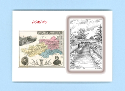 Cartes Postales impression Noir avec dpartement sur la ville de BOMPAS Titre : pont