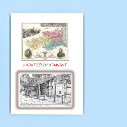 Cartes Postales impression Noir avec dpartement sur la ville de ST FELIU D AMONT Titre : fontaine