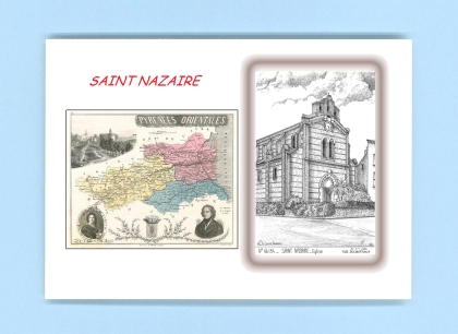 Cartes Postales impression Noir avec dpartement sur la ville de ST NAZAIRE Titre : eglise
