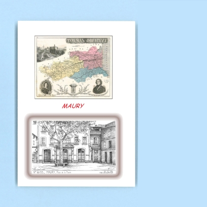 Cartes Postales impression Noir avec dpartement sur la ville de MAURY Titre : place de la mairie
