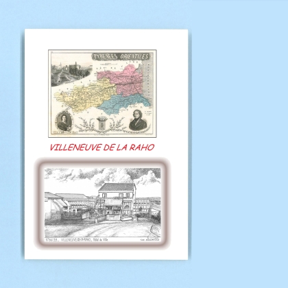 Cartes Postales impression Noir avec dpartement sur la ville de VILLENEUVE DE LA RAHO Titre : hotel de ville