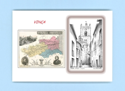 Cartes Postales impression Noir avec dpartement sur la ville de VINCA Titre : eglise