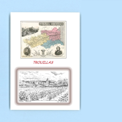 Cartes Postales impression Noir avec dpartement sur la ville de TROUILLAS Titre : vue