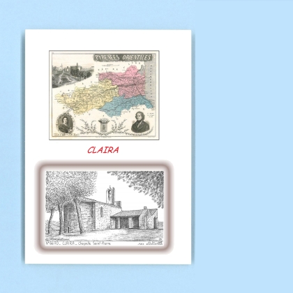 Cartes Postales impression Noir avec dpartement sur la ville de CLAIRA Titre : chapelle st pierre