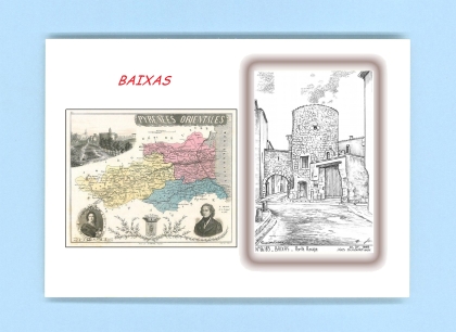 Cartes Postales impression Noir avec dpartement sur la ville de BAIXAS Titre : porte rouge