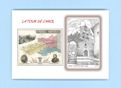 Cartes Postales impression Noir avec dpartement sur la ville de LATOUR DE CAROL Titre : eglise