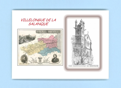 Cartes Postales impression Noir avec dpartement sur la ville de VILLELONGUE DE LA SALANQUE Titre : eglise