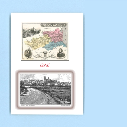Cartes Postales impression Noir avec dpartement sur la ville de ELNE Titre : vue generale