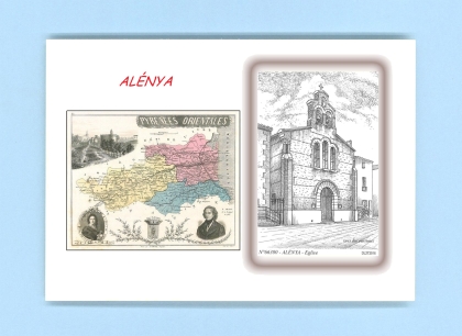 Cartes Postales impression Noir avec dpartement sur la ville de ALENYA Titre : eglise