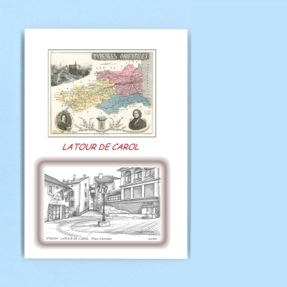 Cartes Postales impression Noir avec dpartement sur la ville de LATOUR DE CAROL Titre : place carolane