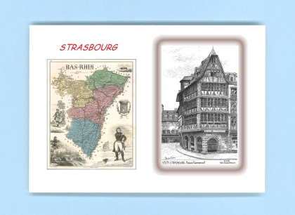 Cartes Postales impression Noir avec dpartement sur la ville de STRASBOURG Titre : maison kammerzell