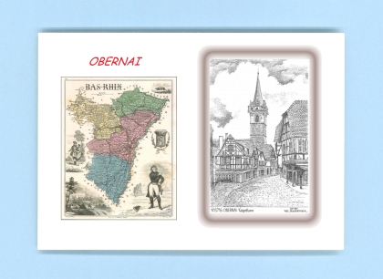Cartes Postales impression Noir avec dpartement sur la ville de OBERNAI Titre : kapellturn