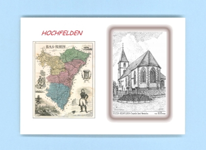 Cartes Postales impression Noir avec dpartement sur la ville de HOCHFELDEN Titre : chapelle st wendelin