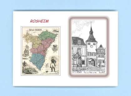 Cartes Postales impression Noir avec dpartement sur la ville de ROSHEIM Titre : place de l hotel de ville