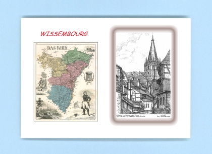 Cartes Postales impression Noir avec dpartement sur la ville de WISSEMBOURG Titre : petite venise