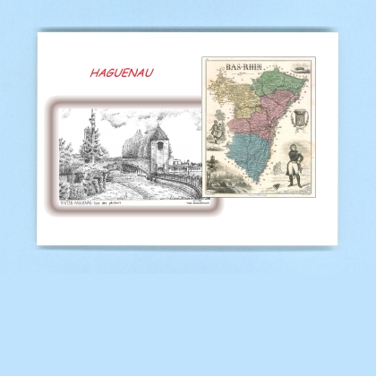Cartes Postales impression Noir avec dpartement sur la ville de HAGUENAU Titre : tour des pecheurs