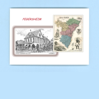 Cartes Postales impression Noir avec dpartement sur la ville de FEGERSHEIM Titre : hotel de ville