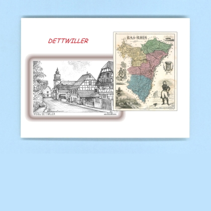 Cartes Postales impression Noir avec dpartement sur la ville de DETTWILLER Titre : vue