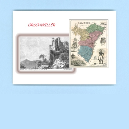 Cartes Postales impression Noir avec dpartement sur la ville de ORSCHWILLER Titre : le haut koenigsbourg