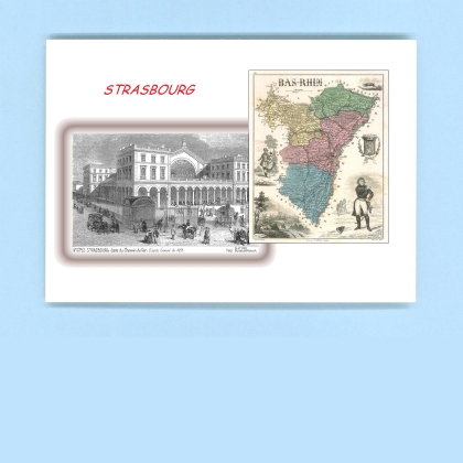 Cartes Postales impression Noir avec dpartement sur la ville de STRASBOURG Titre : gare du chemin de fer