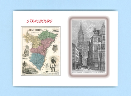 Cartes Postales impression Noir avec dpartement sur la ville de STRASBOURG Titre : rue des merciers
