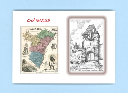 Cartes Postales impression Noir avec dpartement sur la ville de CHATENOIS Titre : tour des sorcieres et st geor.