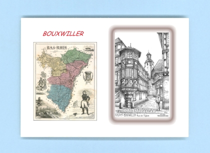 Cartes Postales impression Noir avec dpartement sur la ville de BOUXWILLER Titre : rue de l eglise